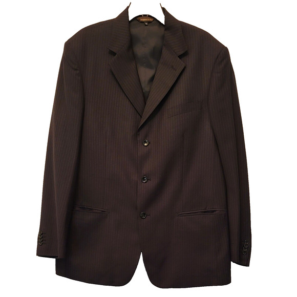 Keneli Suit Jacket and Vest Men's Gray Pinstripe Size 46L Designed Italy - Picture 1 of 16